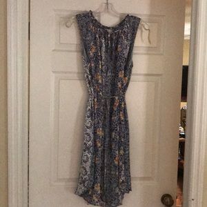 Blue floral tie waist dress